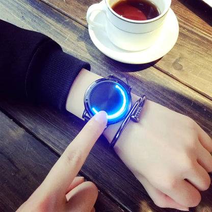 Style Loft Collection Round LED Leather Couples Watch