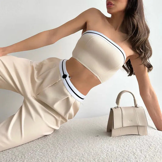 Style Loft Collection Let's Grab Sushi Crop Top and High-Waist Pants Set
