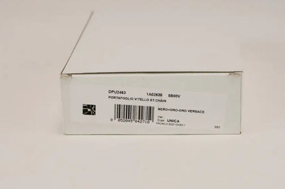 Style Loft Collection x Versace Black Leather Gold Medusa Chain Logo Bifold Wallet