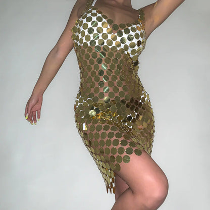 Style Loft Collection Round Sequins Body Chain Dress