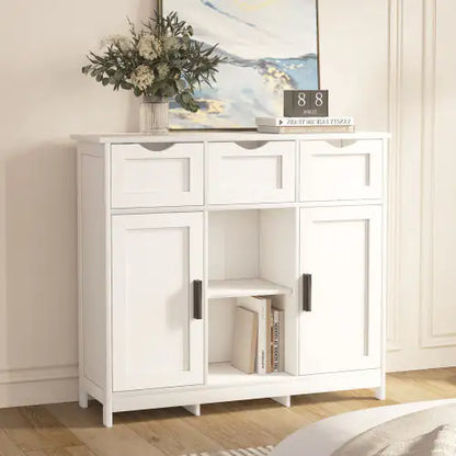 Style Loft Collection Versatile White Storage Cabinet with Shelves and Drawers