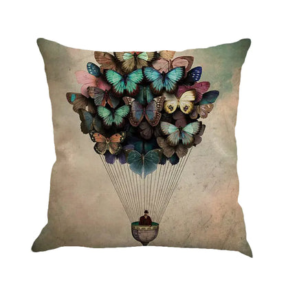 Style Loft Collection Butterfly Art Linen Pillow Cover