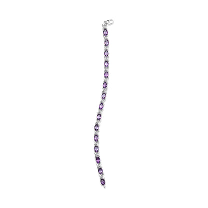 Style Loft Collection Oval Amethyst and Diamond Accent .925 Sterling Silver 7x5mm X-Link Bracelet (H-I Color, SI1-SI2 Clarity)  - Size 7"