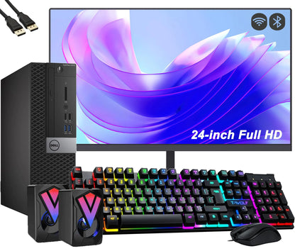 Style Loft Collection x Dell OptiPlex 5050 Small Form Factor Desktop Computer PC Setup with New 24" FHD Monitor Core i5-6500 16GB RAM 256GB SSD Keyboard & Mouse Speakers Wi-Fi HDMI VGA Windows 10 Pro (Renewed)