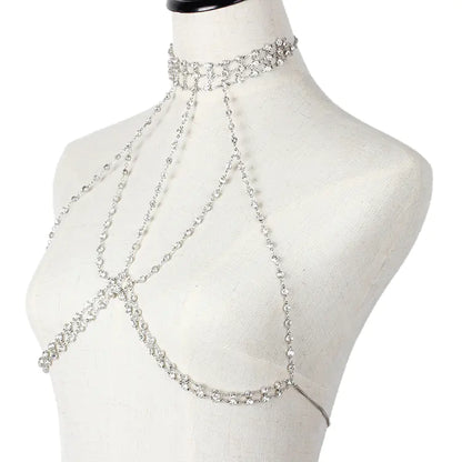Style Loft Collection Rhinestone Collar and Bikini Body Chain