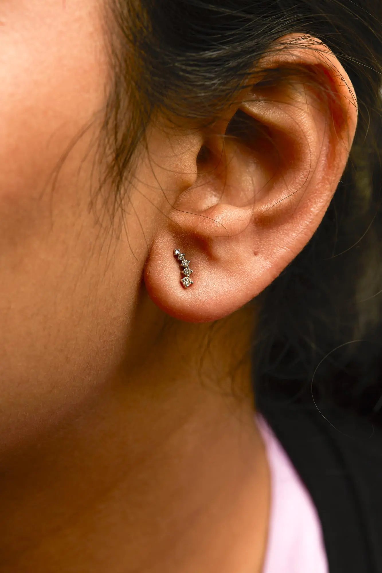 Style Loft Collection Journey Style Climber 10K White Gold 1/10 Ctw Diamond Stud Earrings (H-I Color, I1-I2 Clarity)
