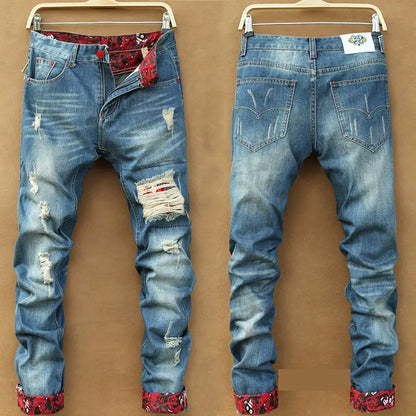 Style Loft Collection Ripped Red Cuffed Denim Jeans