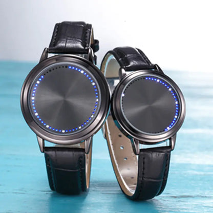 Style Loft Collection Waterproof Leather LED Touch Screen Couples Watch
