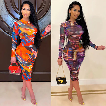 Style Loft Collection Body of Art Long-Sleeved Mesh Dress