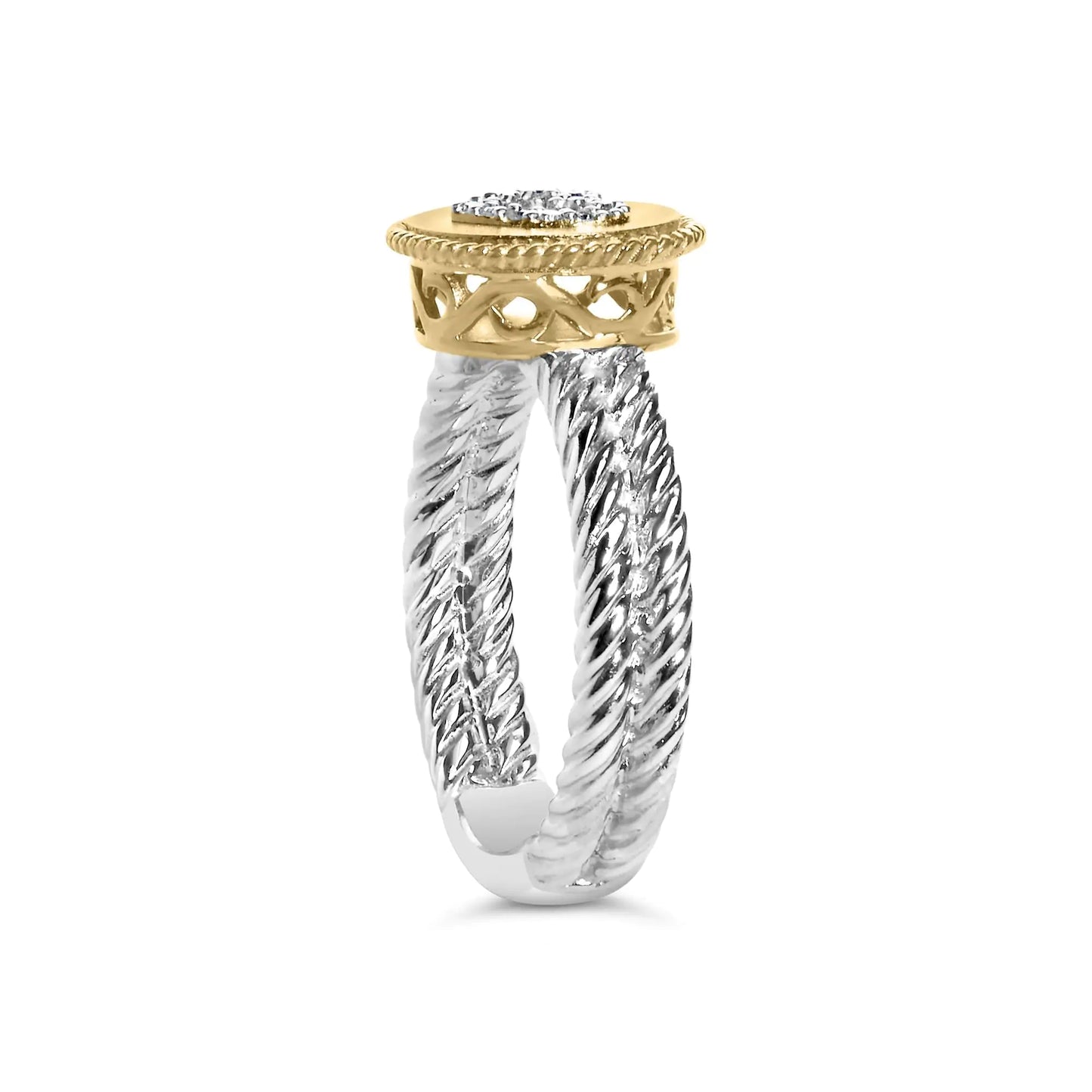 Style Loft Collection Heart Ring 18K Yellow Gold Plated .925 Sterling Silver Diamond with Satin Finish (I-J Color, SI1-SI2 Clarity)