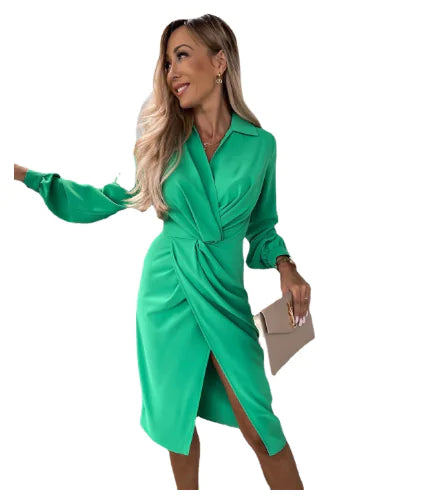 Style Loft Collection Lady In The Streets But A... Long Sleeve V-Neck Slit Hem Dress