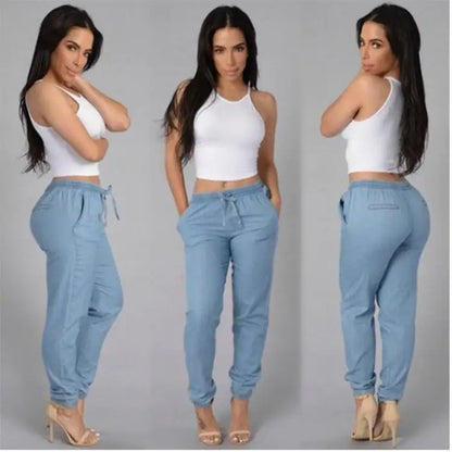 Style Loft Collection Loose Solid Color Denim Trousers for Women