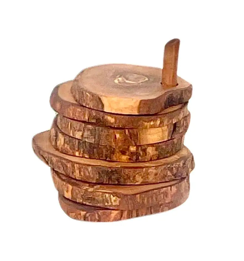 Style Loft Collection 7 Piece Olive Wood Coaster Set with Holder