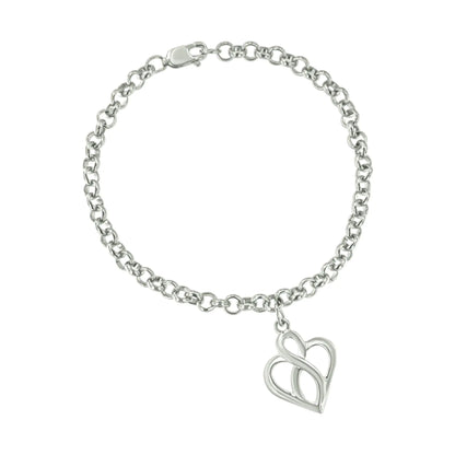 Style Loft Collection Open Heart with Center Vertical Infinity .925 Sterling Silver Chain Charm Bracelet - Size 7"