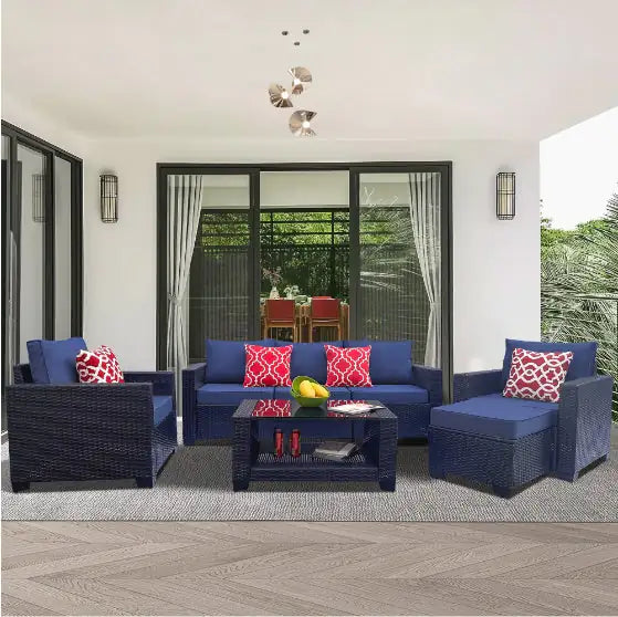 Style Loft Collection 7-Piece PE Rattan Patio Set with Coffee Table