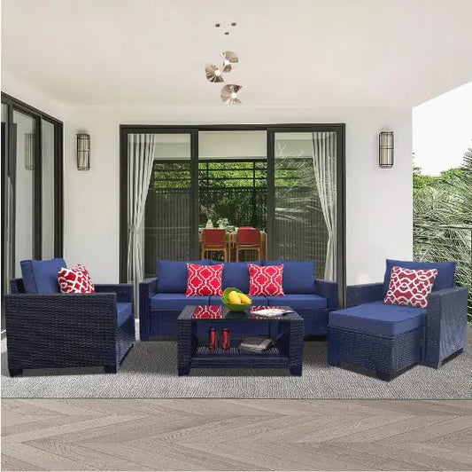 Style Loft Collection 7-Piece PE Rattan Patio Set with Coffee Table
