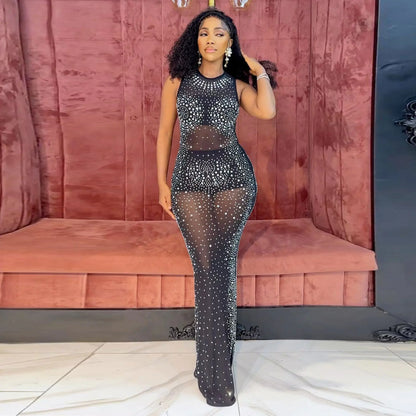 Style Loft Collection Rhinestone Sleeveless See-Through Dress