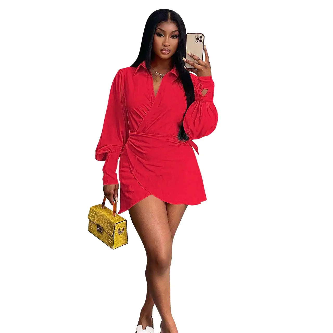 Style Loft Collection Tasha From Tennessee Solid Color Vibrant Shirt Dress