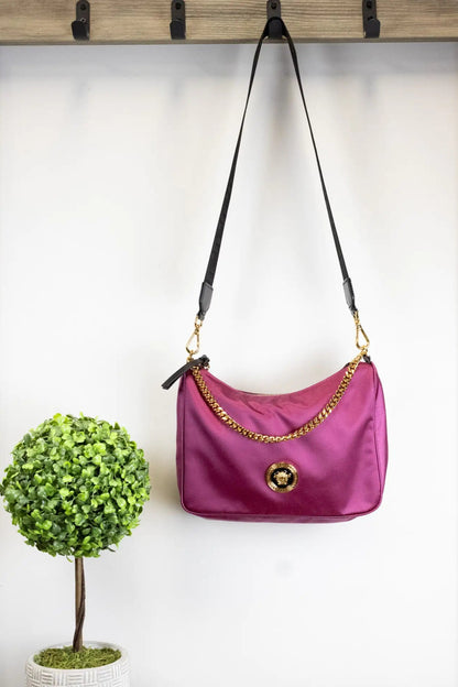Style Loft Collection x Versace Small Dahlia Nylon Medusa Pendant Crossbody Shoulder Bag