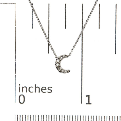 Style Loft Collection Crescent Moon Shaped 10K White Gold Diamond Accented 18" Inch Pendant Necklace (H-I Color, I1-I2 Clarity)