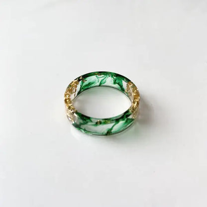 Style Loft Collection Handmade Dried Flowers and Gold Foil Resin Ring