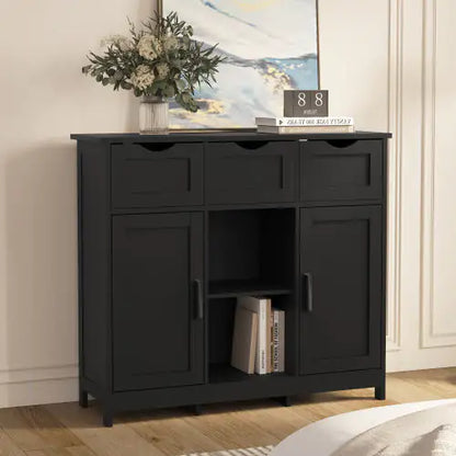 Style Loft Collection Versatile Black Storage Cabinet with Shelves and Drawers