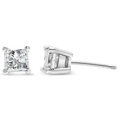 Style Loft Collection Solitaire 14K White Gold 3/8 Ctw Lab Grown Princess-Cut Diamond 4-Prong Stud Earrings (VS1-VS2 Clarity, F-G Color)