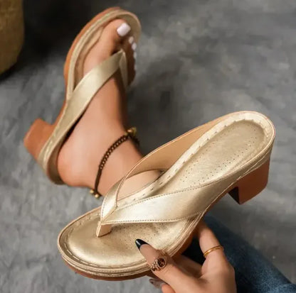 Style Loft Collection Comfy Solid Color Heeled Sandals