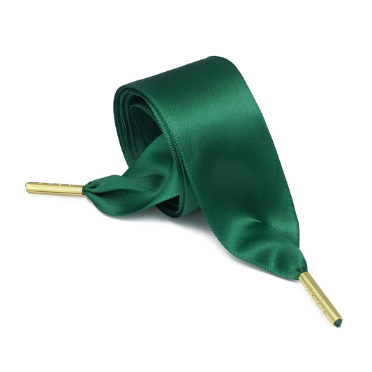 Style Loft Collection SatinShimmer Wide Ribbon Shoelaces 120cm - Green