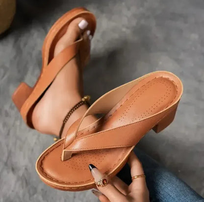 Style Loft Collection Comfy Solid Color Heeled Sandals