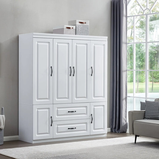 Style Loft Collection 74" H White Solid Wood Freestanding Wardrobe Closet