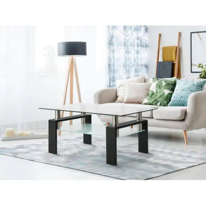 Style Loft Collection Elegant Black Glass Coffee Table