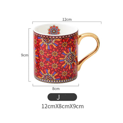 Style Loft Collection Moroccan Style Gold-Trimmed Ceramic Mug