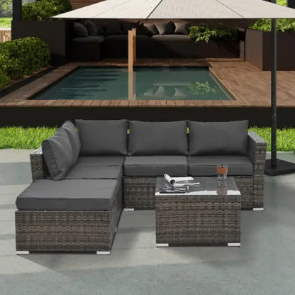 Style Loft Collection Outdoor Wicker Patio Furniture with Tempered Glass Coffee Table