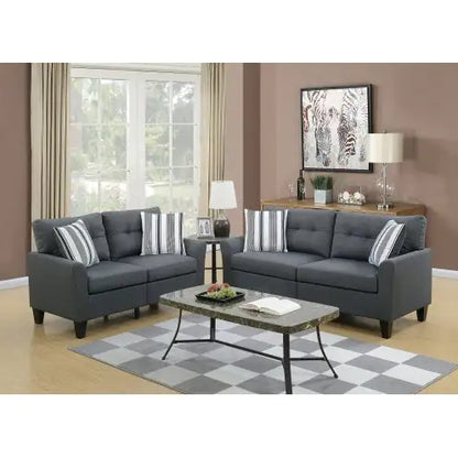 Style Loft Collection Solid Pine Charcoal 2pc Living Room Furniture Set