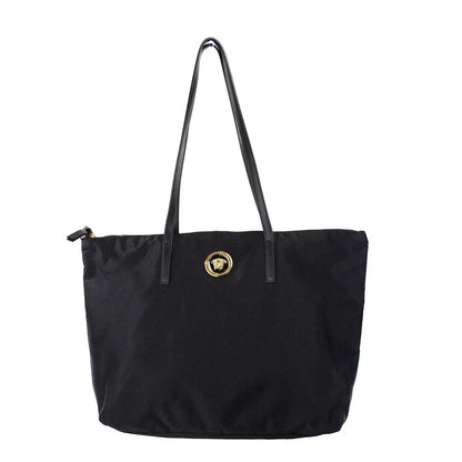 Style Loft Collection x Versace Medium Black Nylon La Medusa Shoulder Tote Bag