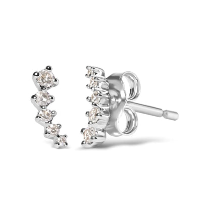 Style Loft Collection Journey Style Climber 10K White Gold 1/10 Ctw Diamond Stud Earrings (H-I Color, I1-I2 Clarity)