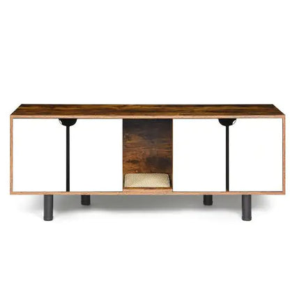 Style Loft Collection Entertainment Center with Double Hidden Cat Litter Box Enclosure