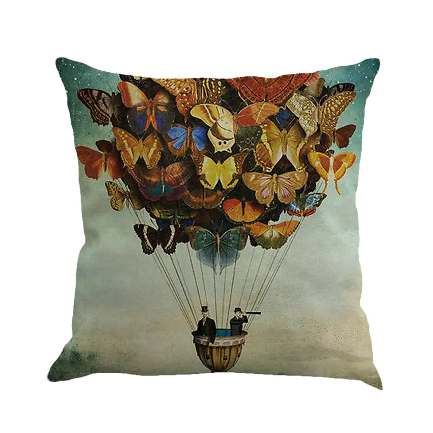 Style Loft Collection Butterfly Art Linen Pillow Cover
