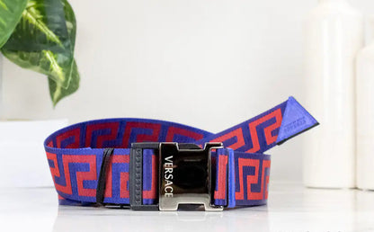 Style Loft Collection x Versace Greek Key Lapis Blue Scarlet Red Adjustable Belt