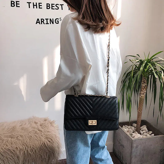 Style Loft Collection Vogue V-Pattern Chain Shoulder Bag