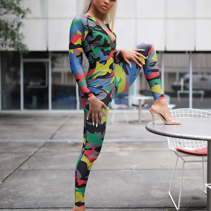 Style Loft Collection Beline V-Neck Camo Bodysuit