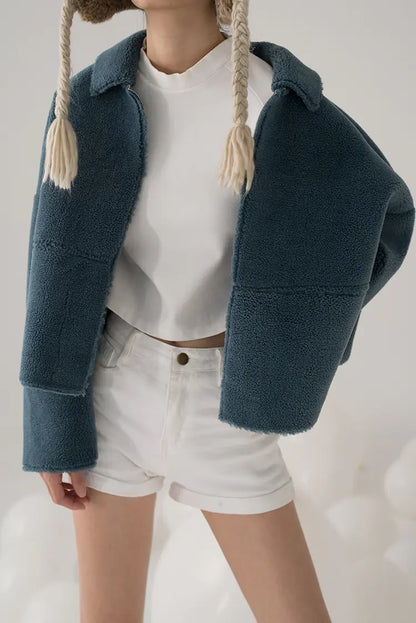 Style Loft Collection Petite Reversible Shearling and Vegan Leather Jacket