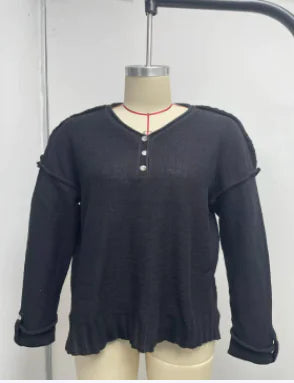 Style Loft Collection Laptop At The Coffeeshop Loose Button Knitted Sweater