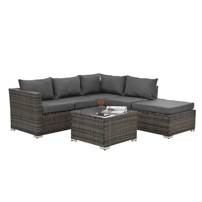 Style Loft Collection Outdoor Wicker Patio Furniture with Tempered Glass Coffee Table