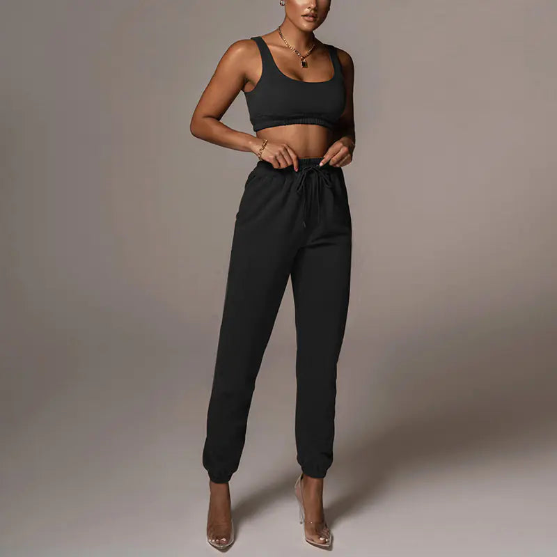Style Loft Collection Catch Me In The Mall Crop Top and Drawstring Pants Set