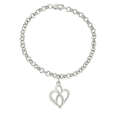 Style Loft Collection Open Heart with Center Vertical Infinity .925 Sterling Silver Chain Charm Bracelet - Size 7"