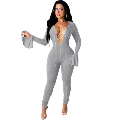 Style Loft Collection Lace Front Bell Sleeve Jumpsuit