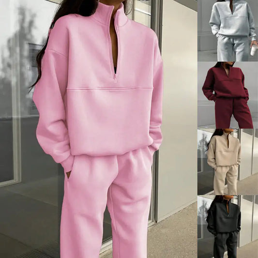 Style Loft Collection Lapel Zip Solid Leisure Suit