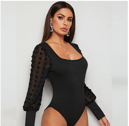 Style Loft Collection Sexy Can I Mesh Long Sleeve Bodysuit